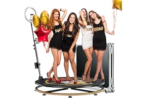 MWE 360 Grad Fotokabine, 39.4 Zoll Photo Booth mit Flightcase & App-Steuerung • Automatische 360° Drehung • Logo-Anpassung • Fernbedienung • Professionelle Foto-Kabine für Partys, Hochzeiten, Miete