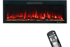 GLOW FIRE Camino elettrico Inside 127 (camino da incasso) – Camino elettrico con riscaldamento, LED multicolore e telecomando – Inserto camino da incasso a parete, 1500 W, 127 x 45,7 x 12,6 cm, nero