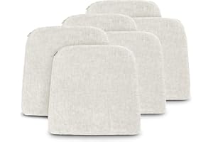 MANEMI Pack 6 Cojines para Silla 42x40x36x4cm - Cojín Decorativo de Chenilla de tejido liso para Silla, Sofá o Comedor - Juego de Cojines de Asiento con Cintas de Sujeción,Fabricado en España,100% poliester