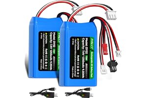 Mspalocell 7.4V Lipo batteri 1250mAh PH2.0/JST/SM-2P/MX2.0 batteri 25C, XH2.54-3P balanskontakt & USB-laddare, för WLtoys RC
