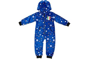 Inter - Tuta Jumpsuit Neonato, Stelle, Scudetto, Idea Regalo per piccoli Tifosi, Calda tutina neonato, Prodotto Ufficiale