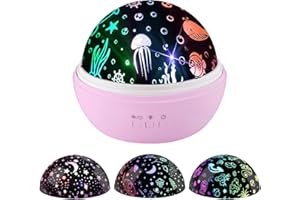 Moredig Baby Lights Projector, Roating Sensory Lights with 8 Lighting Modes, 4 Projection Themes Night Light Porjector for Kids, Sensory Toy Gifts for Baby Girls Boys - Pink