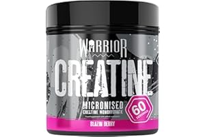 ‎WARRIOR Warrior Kreatin Monohydrat Pulver 300 g (Mächtige Beere) – Mikronisiert – muskelaturaufbau, Kraft & Regeneration – Hochwertiges Kreatin Pulver, nicht Kreatin Kapseln – Premium Qualität Marke