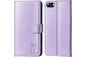 YATWIN Skórzane etui na telefon komórkowy iPhone SE 2020/2022, z klapką, odporne na uderzenia, skórzane, z klapką, etui ochronne z funkcją portfela, etui ochronne do iPhone 7 / 8 / SE