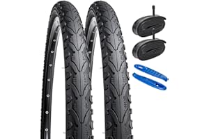 YunSCM 2PCS Pliables 26 Pouces Pneus 26x1.75 ETRTO 47-559 et 2PCS 26 Pouces Chambres à air AV32mm Valve，Compatible Vélo de Route, vélo de Ville 26x1.75 Pneu et Chambres à air