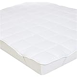 Amazon Basics - Coprimaterasso morbido, imbottitura in microfibra e poliestere, con elastici, bianco, 160 cm x 200 x 30 cm