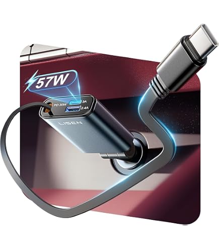 Chargeur Voiture USB C Câble,4 Port 50W 12V Type C PD&QC Rapide Charge