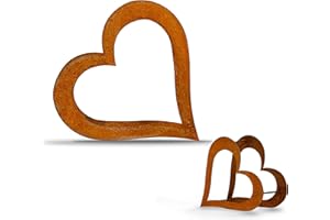 ‎D&L LASERTEC D&L Lasertec Herz aus Metall - Herz für Kaminholz - Regal aus Rost Edelrost Holzregal für Garten Terrasse - Herz liegend M Plus Gratis XS