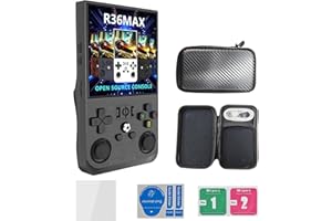 BVXZIOP 2025 Nuovo R36MAX Retro Console di gioco, portatile palmare Console per videogiochi, 4.0-in 4 k HD IPS schermo con 64G Built-in 10000 giochi classici, Open Source Sistema Linux (nero, 128)