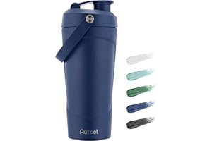 Autsel Shaker proteinowy ze stali nierdzewnej z uchwytem, 750 ml, metalowy shaker proteinowy z MixBall, izolowana butelka na wodę na siłownię, bez BPA
