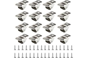 JIUJUDA9 16 Pcs Small Caster Wheels Set of 16, Mini Small Wheels for Furniture Castors, 0.5in Furniture Casters Wheelss, Metal Fixed Plate Rubber Low Profile Casters for Furnitures Small Appliances + Screws