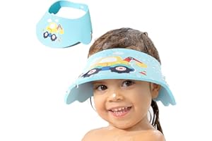 LAMCA Baby Shower Caps Shield - Adjustable Kids Shower Cap Bath Shampoo Washing Hair Protection Soft Cartoon for Baby Toddler