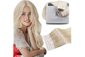RUNATURE Extensiones Adhesivas Pelo Natural Rubio 50cm Recto Extensiones Pelo Natural Adhesivas Invisibilidad Extensiones Pelo Humano Adhesivas Rubio Platino 20Pcs 50g #60