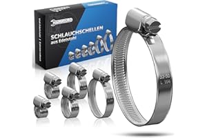 GARSIDURO® Schlauchschellen Edelstahl | 6 Größen [24 Stück] | Profi W4 Schlauchklemme | Schlauchschellen geeignet für die Waschmaschine oder als Gartenschlauch Schellen & Pool Schlauchschellen