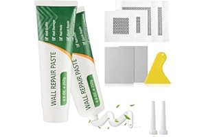 DEWEL Stucco per Muro, 500g Kit Crema Riparatrice per Pareti con Ugello a Punta Raschietto+4 Riparazione di Pannelli a Parete Fori per Unghie, Crepe, Graffiti