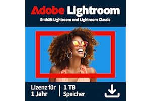 Adobe Lightroom inkl. Lightroom Classic 1 TB |KI-gestützter Foto-Editor |1 Jahr | PC/Mac | Digital Download