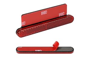 evermotor Mini Catadioptrico Moto Homologado 100 x 13 x 6 mm, 2 Reflectores Traseros, Ojo de Gato con Placa de Aluminio, Adhesivo