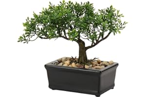 BRIFUL Árbol bonsái, Plantas Falsas de cerámica en Maceta, Cedro japonés Artificial, decoración para el hogar, Escritorio, Oficina, baño, Cocina, casa de Campo, Interior/Exterior (árbol bonsái #02)