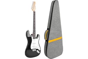 LETSROCK Tasche für E-Gitarren, Dicke Polsterung, mit Umhängeband, Verstellbarer Schultergurt, wasserdicht, gelbe Blitzform und Schwarze E-Gitarren-Gigbag