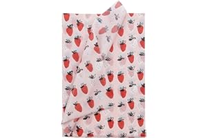 RUSPEPA Carta Velina Per Confezioni Regalo - Simpatica Carta Da Regalo Con Stampa Di Fragole Alla Rinfusa Per Imballaggio, Bricolage Fai Da Te - 50 X 70 cm -24 Fogli