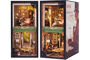 CUTEBEE Book Nook – domek dla lalek do samodzielnego montażu z oświetleniem LED, śledź detektywa w poszukiwaniu prawdy, prezenty dla rodziny i przyjaciół (Rose Detective Agency)