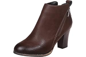 DONDPO Boots Damen, Weite H Braun Damenstiefeletten Bequemschuhe Niedriger Gefüttert mit Absatz Schnürstiefeletten Ankle Boots Winterstiefel Reißverschluss Bequeme Kurzstiefel Stiefeletten
