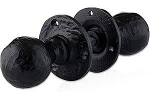 XFORT 63mm Black Antique Mortice Knob Set Unsprung, Black Door Knobs, Vintage Cast Iron Door Handles, Black Internal Door Handles, Black Antique Door Knob for Interior/Exterior Doors [1 Pair]