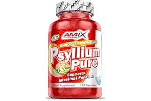 AMIX - Complemento Alimenticio - Psyllium Pure - 120 Cápsulas - Fuente de Fibra Soluble - Suplemento con Cáscara de Semilla de Zaragatona - Suplemento Alimenticio Natural