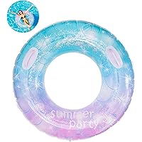 thumbnail image 2 of Inflatable Diamond Ring Pool Float - Giant 55" PVC Swim Ring For Adults, Sequins Design, Beach & Pool Party Floatie 2 of 13