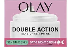Olay Double Action Moisturise & Prime, Day And Night Cream For Sensitive Skin, For 24H Hydration,50ml