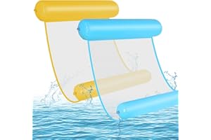GOLDGE 2Pcs Hamaca de Agua, 4 En 1 Colchoneta Piscina con Bomba de Aire Hinchable para Adultos Plegable Flotador Piscina Tumbona Hinchable
