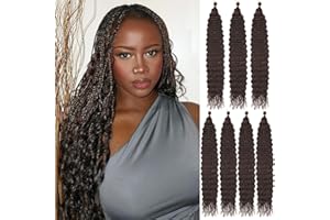 Kachanaa 30 Inch Ocean Wave Crochet Hair Synthetic Crochet Braiding Hair for Boho Box Braids 7 Pack Dark Brow Pre-Separate Deep Wave Braiding Hair Extensions for Goddess Braids /4#