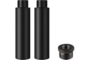 SAVITA 2 Piezas Tubos de Extensión de Soporte de Micrófono con 1 Adaptador de Metal de 1-1,5cm Varilla de Extensión de Micrófono de 1,5cm para Soportes de Escritorio y Soporte de Brazo (Negro)