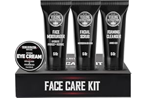 Viking Revolution - Kit Cuidado de la Piel Hombres - Skin Care Hombre - Regalo Hombre - Incluye Crema Hidratante, Exfoliante Facial, Espuma Limpiadora (142g) y Crema para los Ojos (29g)