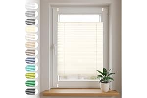 Store plissé Sonello Klemmfix sans perçage 60cm x 120cm, Crème Clair, Stores pour Les Portes et Les fenêtres, Opaque, Protection de la Vie privée, Protection Solaire, Store plissé prêt à l'emploi