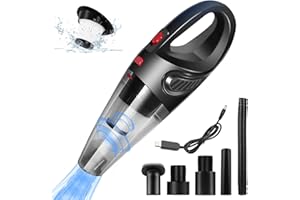 Fauxpont Aspiradora de Mano,8500PA 120W USB Recargable Aspirador Mano Sin Cable Potente,Filtros Lavables, Carga Rápida, Cepillos Aspirador en Seco y Húmedo para Oficina Hogar y Coche