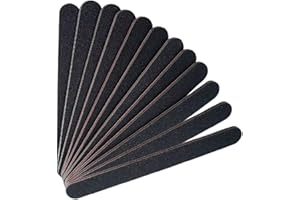 BREEZO 12PCS Professional Nail Files Double Sided Emery Board (100/180 Grit) Washable Nail Files, Fingernail Buffing Files for Home and Salon Use - Black