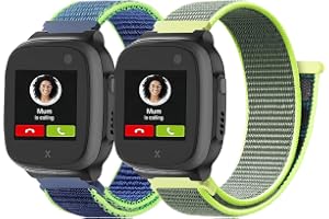 Lurmerea 2 x 16 mm nylonarmband, kompatibla med Xplora X5 Play/Kidzi/XGO 2/XGO 3, tillbehör för barn smart klocka bekväm vattentät med justerbart kardborrband, ersättning för flickor och pojkar
