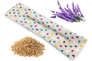 EMBROLLO Saco térmico semillas microondas (50x12cm). Sin aroma, saquito relleno semillas de trigo. Cojín calor cervical cervicales lumbar cuello espalda tripa menstrual colicos (Corazones)
