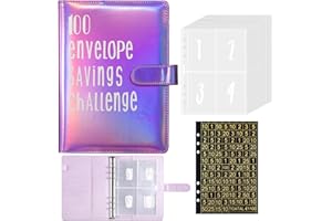 GZDAOXIA Raccoglitore ad anelli A5,budget planner,agenda risparmio soldi con 100 buste,con Challenge Tracker,money binder,raccoglitore soldi per risparmi,libro risparmio soldi(viola brillante)