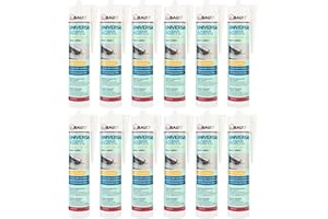 duBAUST MAC24 Mastic acrylique universel pour intérieur et extérieur, recouvrable, résistant aux intempéries, cartouche de 310ml, blanc (12)