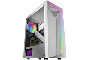 Mars Gaming MC-X7, Case PC Gaming ATX, Frontale ARGB, Ventola RGB 12 cm, Finestra Laterale Completa, Bianco