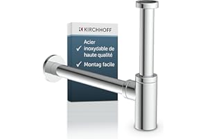 Kirchhoff 98166210 Siphon de bouteille rond rond Chromé 11 mm x 32 mm