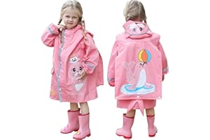 Hovkib Kinder Regenmantel - Kleinkind Mädchen Jungen Regenponcho Wasserdichter Regenkleidung mit Schultaschenabdeckung Regen Anzug Tragbarer Regenjacke 2-10 Jahre