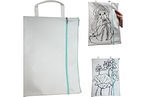 Syiyunran Custodia Per Libri Libro Protettore - Pure White Canvas Book Cover, School Bag Con Tasca Anteriore, Cerniera E Maniglia Portatile, Regalo Per Amanti Dei Libri (Può Fai Da Te Disegno)