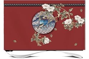 NAKAN Housse De Télévision Intérieure Anti-poussière Protecteur De Télévision pour écran Plat Incurvé Peinture D'écran Imprimé Coton Lin Tissu TV écran Protecteur 24-65 Pouces(Color:Rouge,Size:45in)