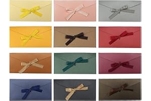 Plstod 12 buste colorate con nastri, in carta perlata, per feste, biglietti di invito, compleanno, biglietti di ringraziamento