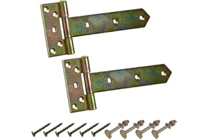 BRESKO Kreuzgehänge verzinkt T-Bänder Scharnier Torband Ladenband Türbänder Werfgehänge schwer 2er Set mit Schrauben (Gelb, 200x45x90x3 mm)