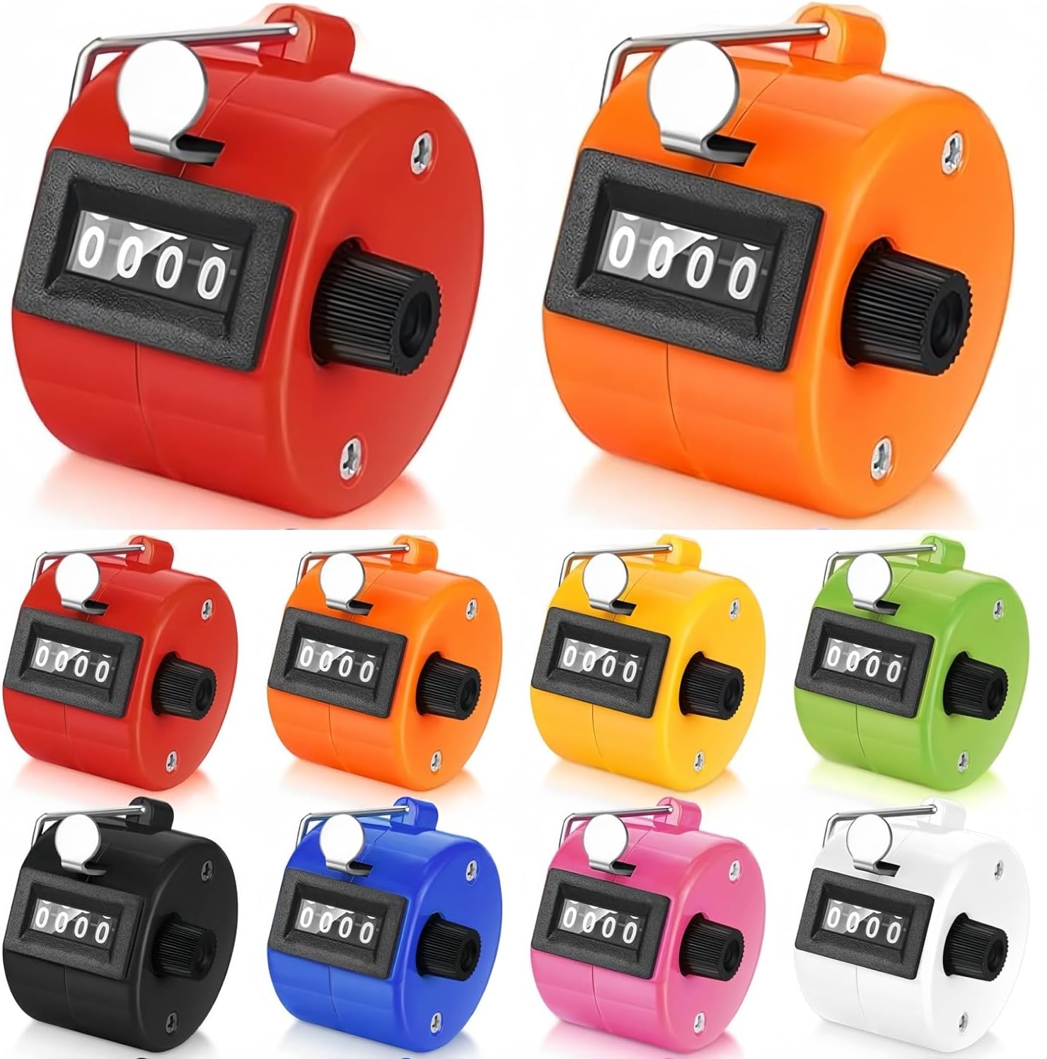 LATERN 8 Piezas Contador de Lanzamientos de Manual, Contador de Clic con Números de 4 Dígitos Contador Mecánico con Clic de Palma para Entrenador Tejido Personas Pesca Golf Deporte Estadio (8 Colores)