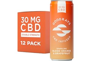 Goodrays - 30mg CBD Drink - 12 x 250ml - Blood Orange & Grapefruit - Natural Flavours, Low Calorie, Vegan - High Strength (30mg/can), All Natural - Reduce Stress & Unwinds